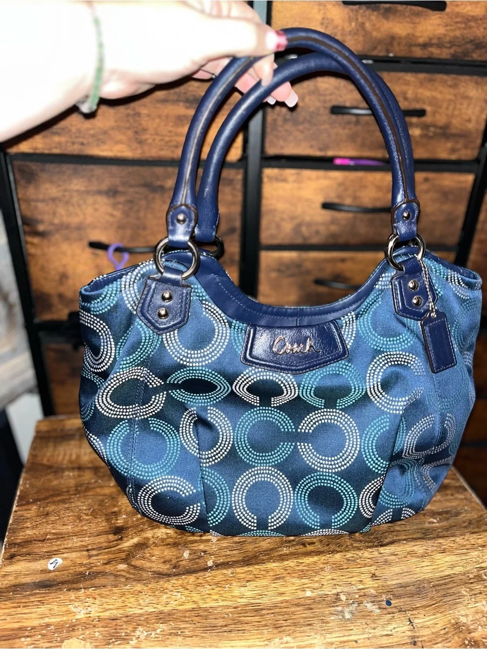 Coach Blue Multi Signature Circle Shoulder Bag